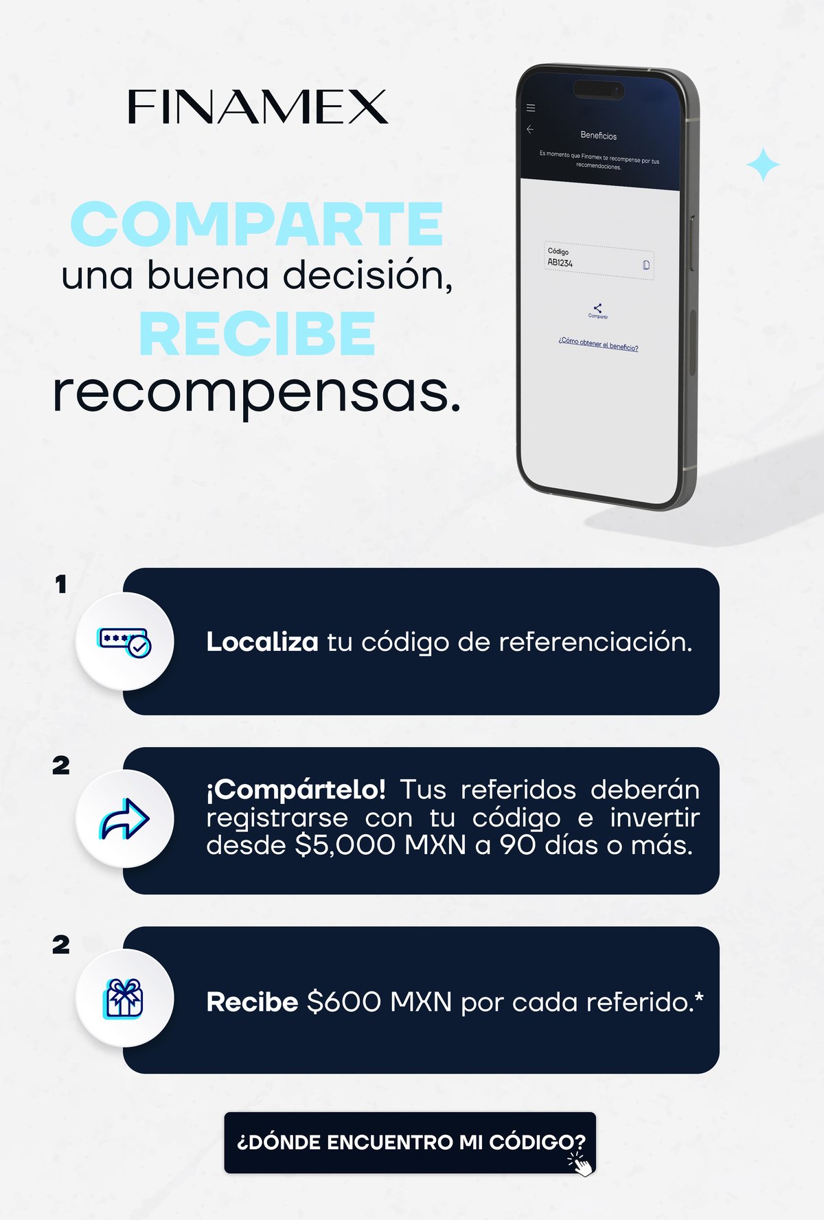 Comparte tu código, recibe recompensas.